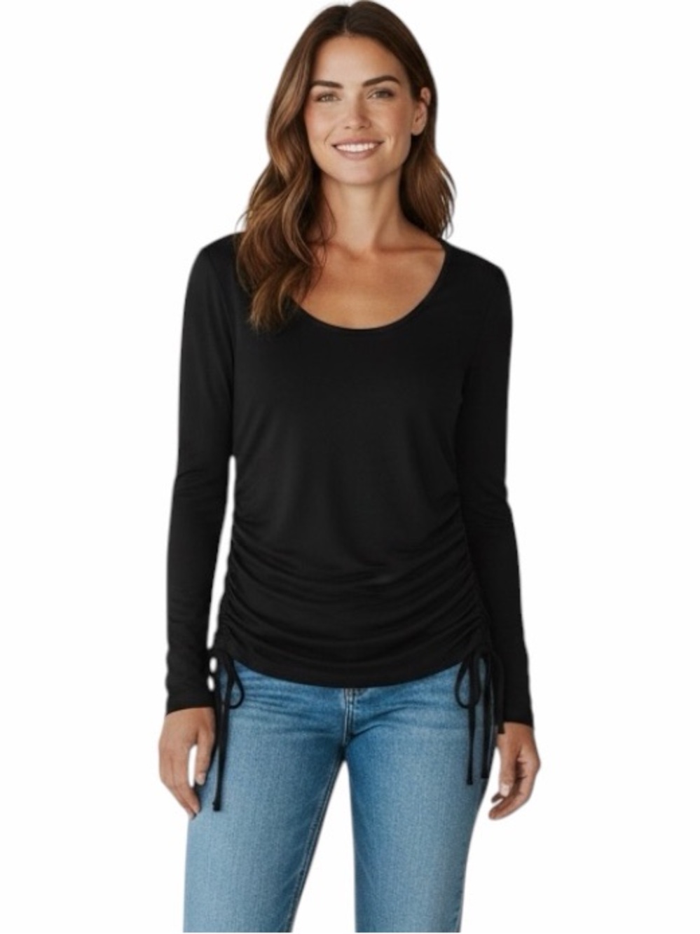 Gap Sweater Women Size X- Small True Black Softspun Lace Up Sides